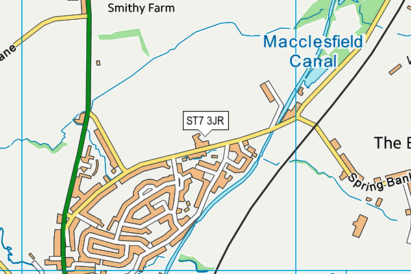 ST7 3JR map - OS VectorMap District (Ordnance Survey)