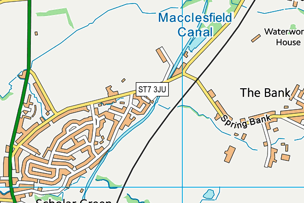 ST7 3JU map - OS VectorMap District (Ordnance Survey)