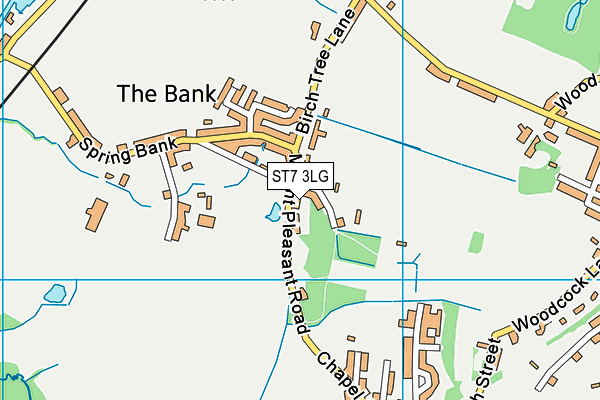 ST7 3LG map - OS VectorMap District (Ordnance Survey)