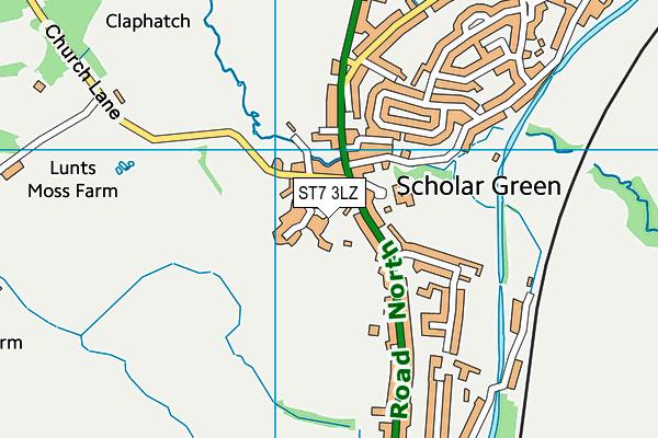 ST7 3LZ map - OS VectorMap District (Ordnance Survey)