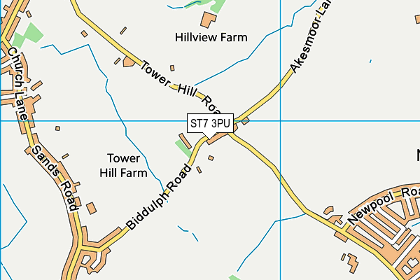 ST7 3PU map - OS VectorMap District (Ordnance Survey)