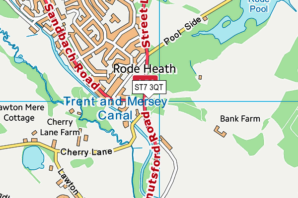 ST7 3QT map - OS VectorMap District (Ordnance Survey)