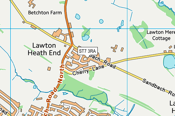 ST7 3RA map - OS VectorMap District (Ordnance Survey)