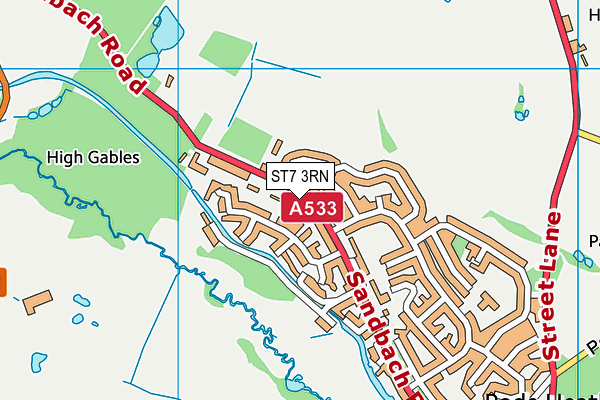 ST7 3RN map - OS VectorMap District (Ordnance Survey)