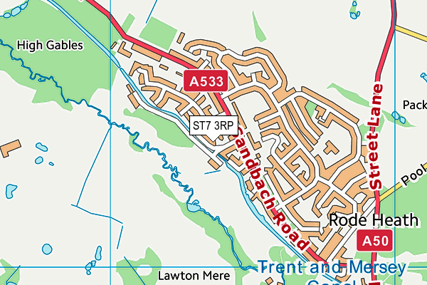 ST7 3RP map - OS VectorMap District (Ordnance Survey)