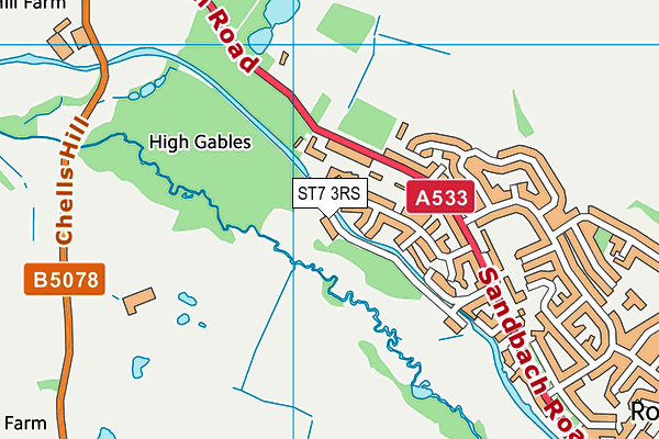 ST7 3RS map - OS VectorMap District (Ordnance Survey)