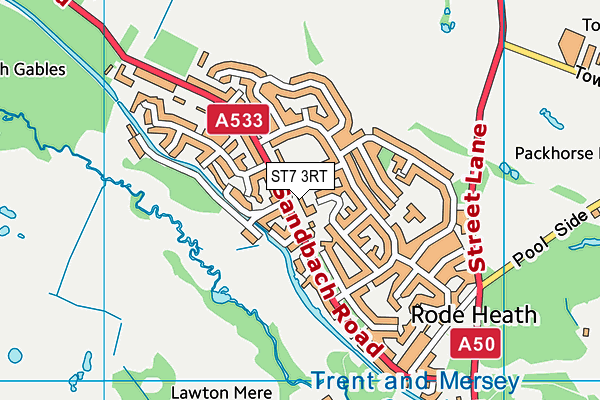 ST7 3RT map - OS VectorMap District (Ordnance Survey)