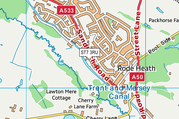 ST7 3RU map - OS VectorMap District (Ordnance Survey)