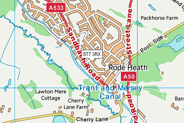 ST7 3RX map - OS VectorMap District (Ordnance Survey)