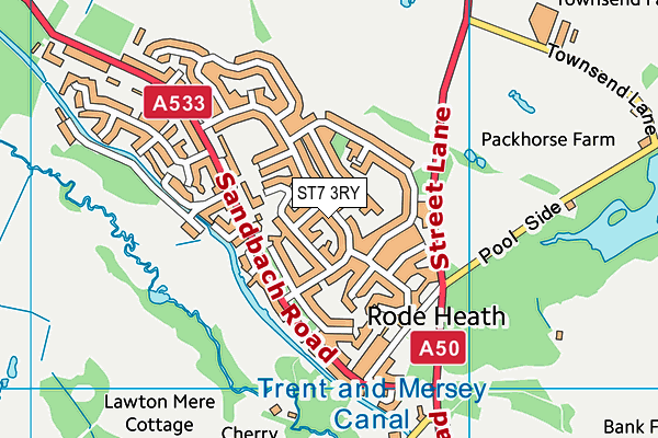 Rode Heath Primary School map (ST7 3RY) - OS VectorMap District (Ordnance Survey)