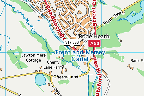 ST7 3SB map - OS VectorMap District (Ordnance Survey)