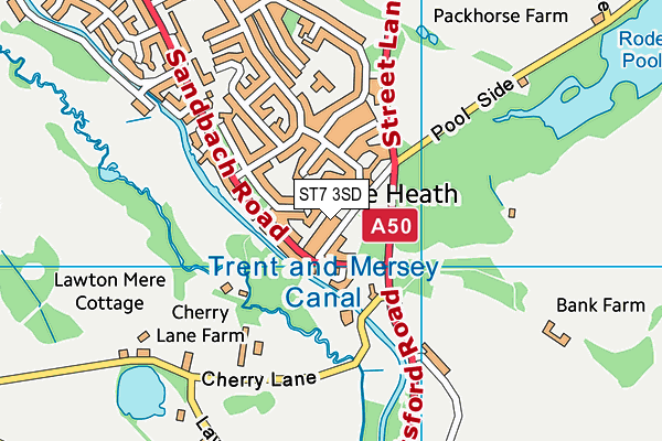 ST7 3SD map - OS VectorMap District (Ordnance Survey)