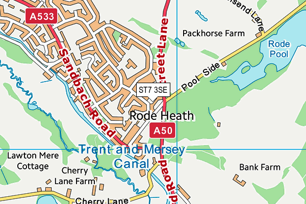 ST7 3SE map - OS VectorMap District (Ordnance Survey)