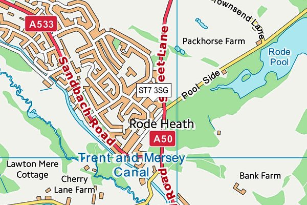 ST7 3SG map - OS VectorMap District (Ordnance Survey)