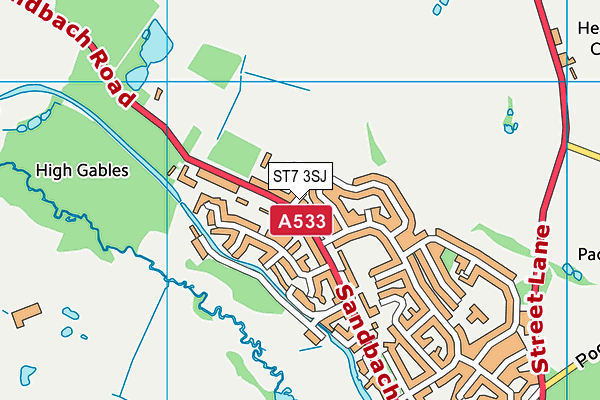 ST7 3SJ map - OS VectorMap District (Ordnance Survey)