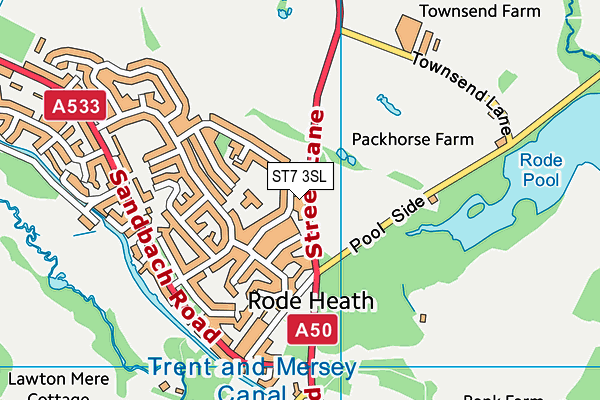 ST7 3SL map - OS VectorMap District (Ordnance Survey)