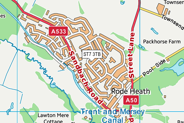 ST7 3TB map - OS VectorMap District (Ordnance Survey)