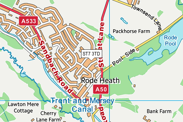 ST7 3TD map - OS VectorMap District (Ordnance Survey)