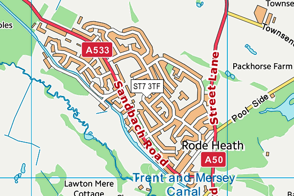 ST7 3TF map - OS VectorMap District (Ordnance Survey)