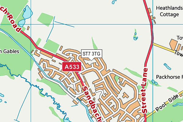 ST7 3TG map - OS VectorMap District (Ordnance Survey)