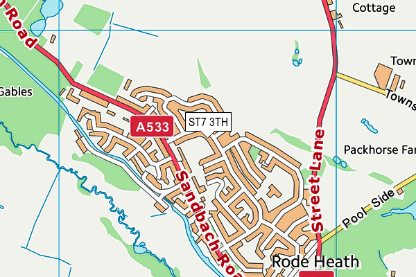 ST7 3TH map - OS VectorMap District (Ordnance Survey)