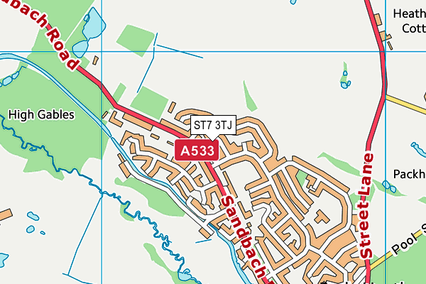 ST7 3TJ map - OS VectorMap District (Ordnance Survey)