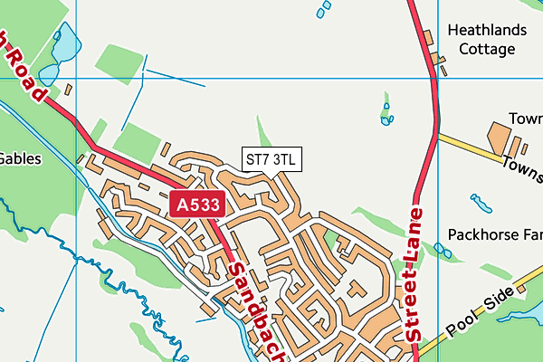 ST7 3TL map - OS VectorMap District (Ordnance Survey)