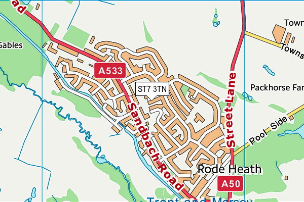 ST7 3TN map - OS VectorMap District (Ordnance Survey)