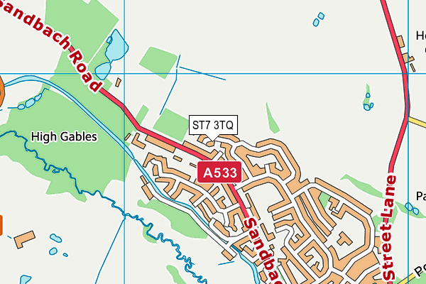 ST7 3TQ map - OS VectorMap District (Ordnance Survey)