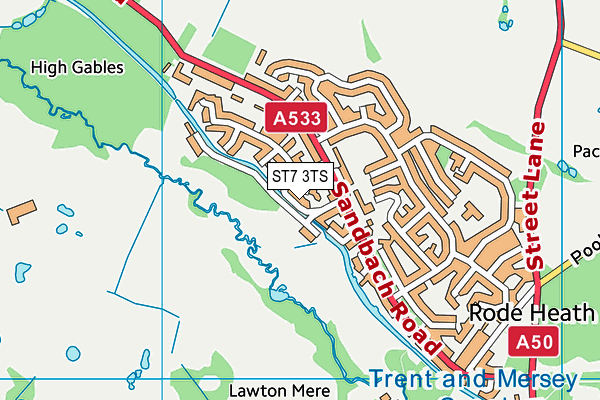 ST7 3TS map - OS VectorMap District (Ordnance Survey)