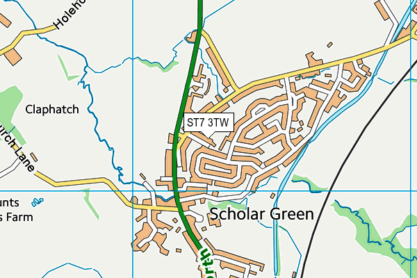 ST7 3TW map - OS VectorMap District (Ordnance Survey)