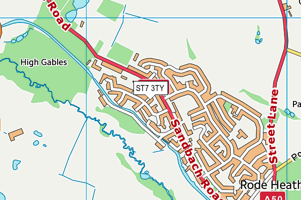 ST7 3TY map - OS VectorMap District (Ordnance Survey)