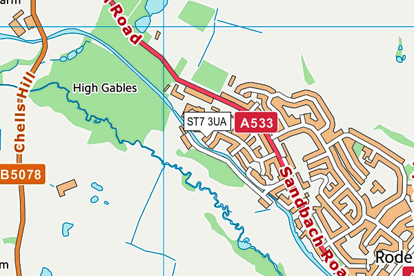 ST7 3UA map - OS VectorMap District (Ordnance Survey)