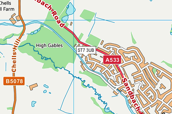 ST7 3UB map - OS VectorMap District (Ordnance Survey)