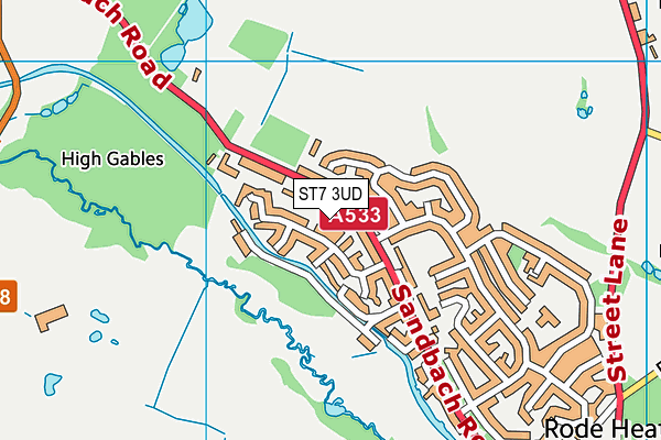 ST7 3UD map - OS VectorMap District (Ordnance Survey)