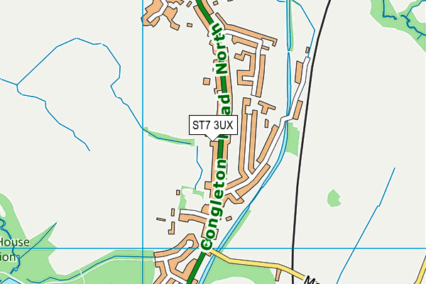 ST7 3UX map - OS VectorMap District (Ordnance Survey)