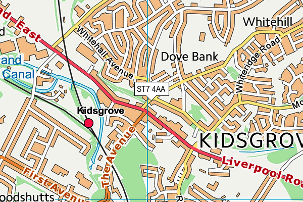 ST7 4AA map - OS VectorMap District (Ordnance Survey)