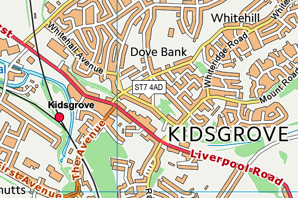 ST7 4AD map - OS VectorMap District (Ordnance Survey)