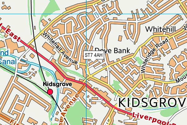 ST7 4AH map - OS VectorMap District (Ordnance Survey)