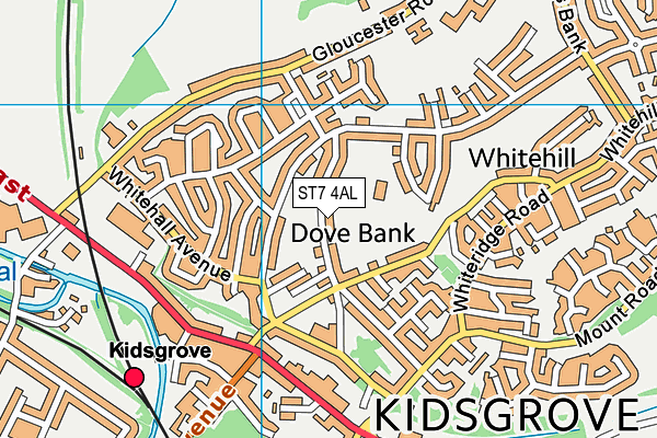 ST7 4AL map - OS VectorMap District (Ordnance Survey)