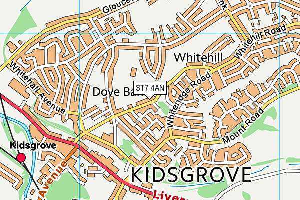 ST7 4AN map - OS VectorMap District (Ordnance Survey)