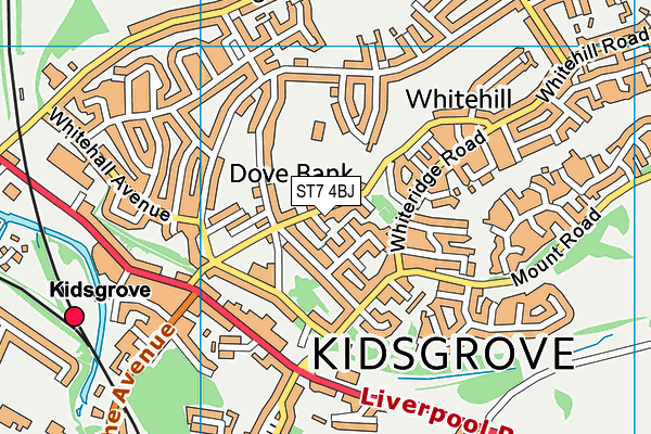 ST7 4BJ map - OS VectorMap District (Ordnance Survey)