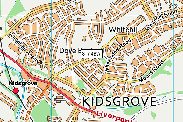 ST7 4BW map - OS VectorMap District (Ordnance Survey)