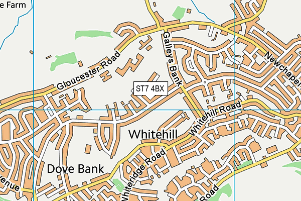 ST7 4BX map - OS VectorMap District (Ordnance Survey)