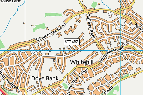 ST7 4BZ map - OS VectorMap District (Ordnance Survey)