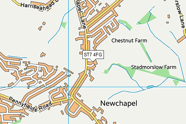 ST7 4FG map - OS VectorMap District (Ordnance Survey)