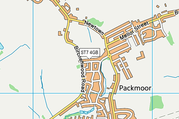 ST7 4GB map - OS VectorMap District (Ordnance Survey)