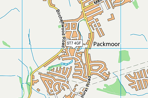 ST7 4GF map - OS VectorMap District (Ordnance Survey)