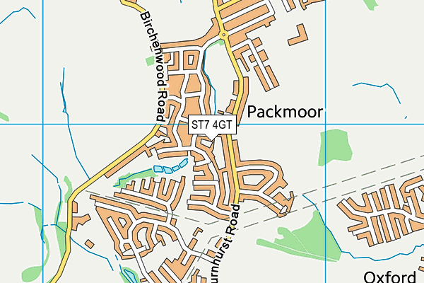 ST7 4GT map - OS VectorMap District (Ordnance Survey)