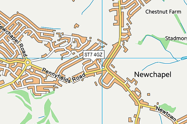 ST7 4GZ map - OS VectorMap District (Ordnance Survey)
